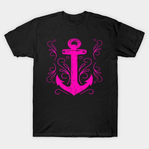 Hot Pink Nautical Anchor T-Shirt by letnothingstopyou